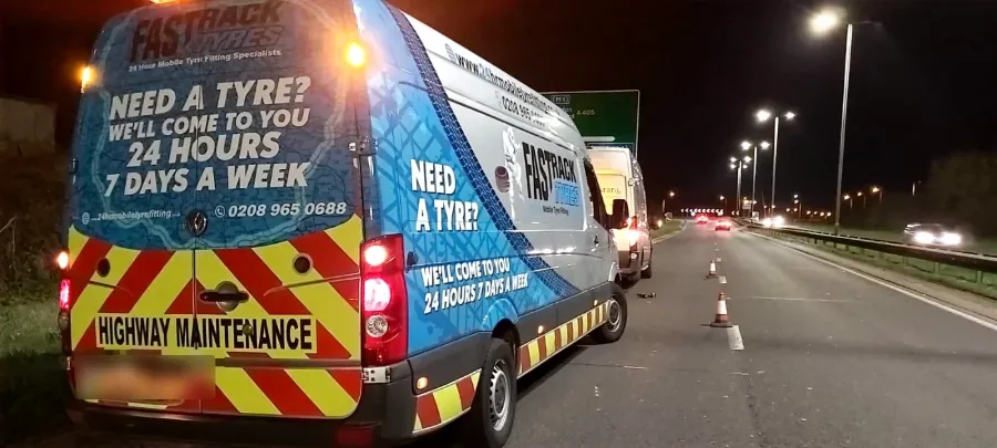 Night roadside tyre call-out on the M11